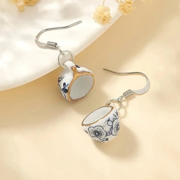 Delicate Teacup Earrings - Picture 3 of 4